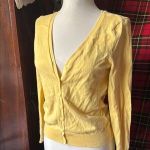 Vintage Divided lemon Yellow V-Neck Button-Up cardigan
